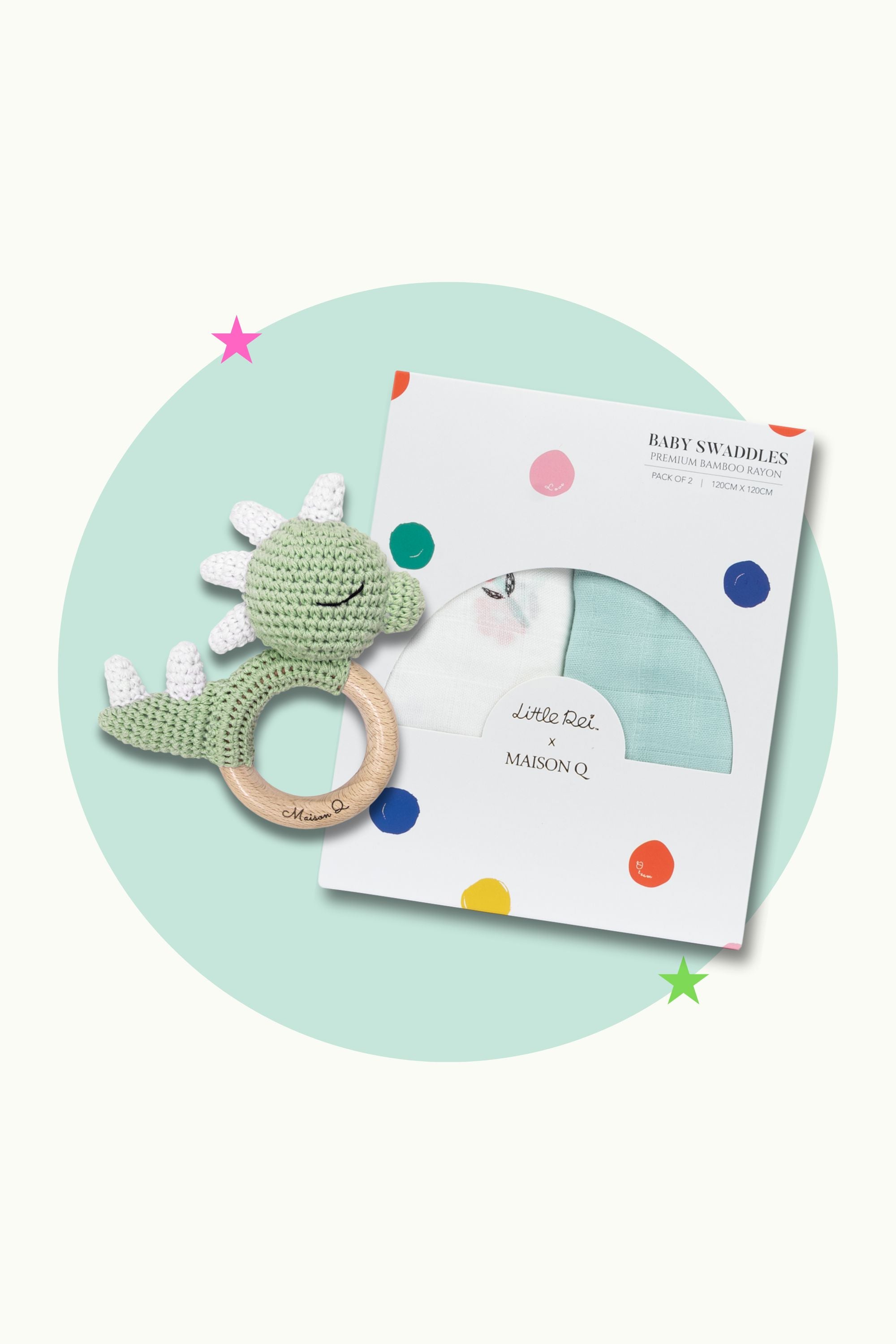 Dino Swaddle & Rattle Set main image 1
